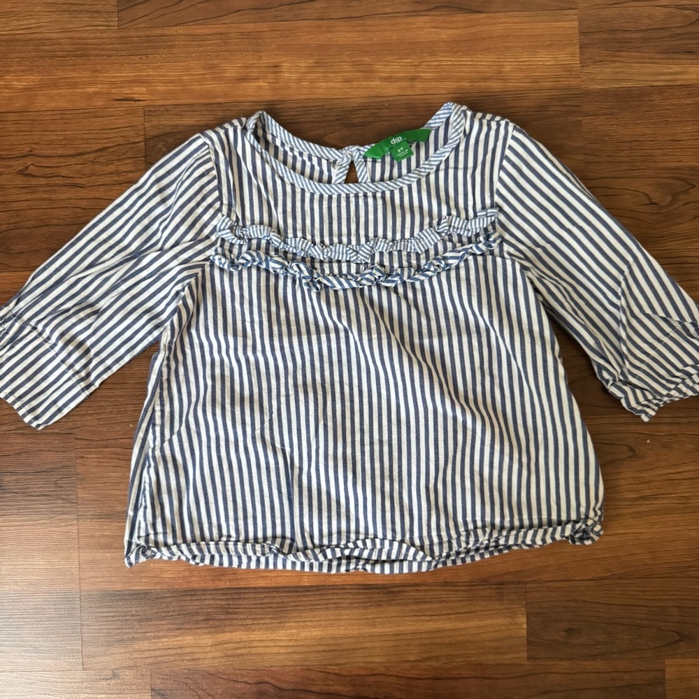 Dip | Striped Ruffle Top and Light Blue Pant Set - Picture 3 of 9